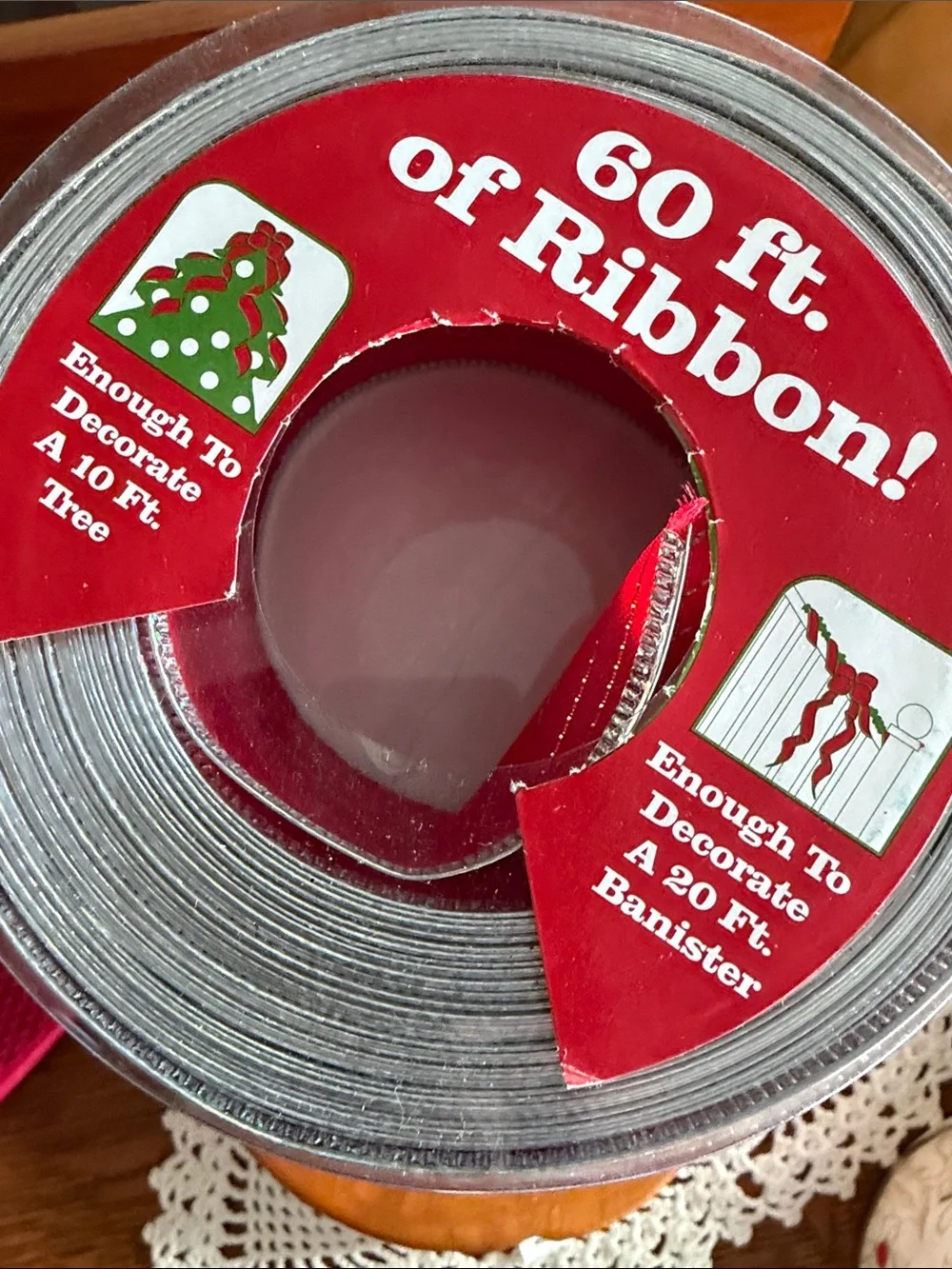 Festive Red Glitter & Holly Wired Ribbon Set - Holiday Gift Wrap